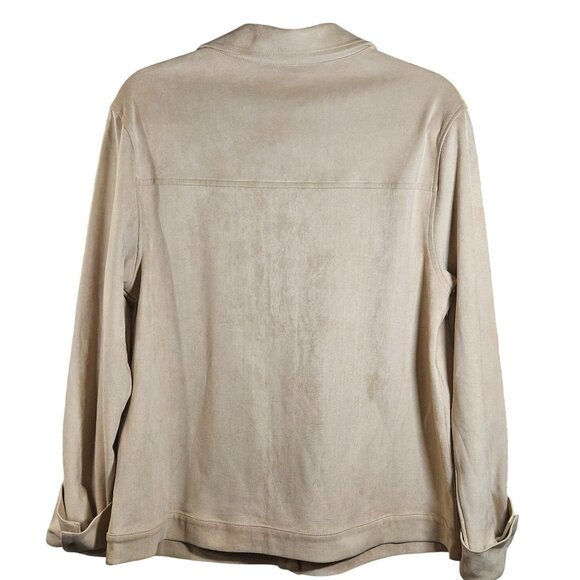Naked Zebra Women’s Faux Suede Jacket Beige L Quiet Luxury Minimalist Coastal - Picture 3 of 11